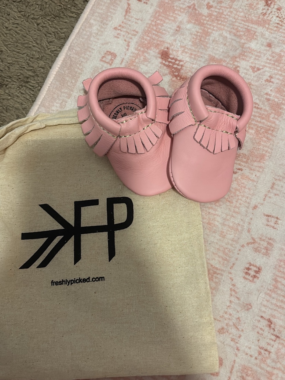 Freshly Picked Pink Leather Fringe Baby Moccasins